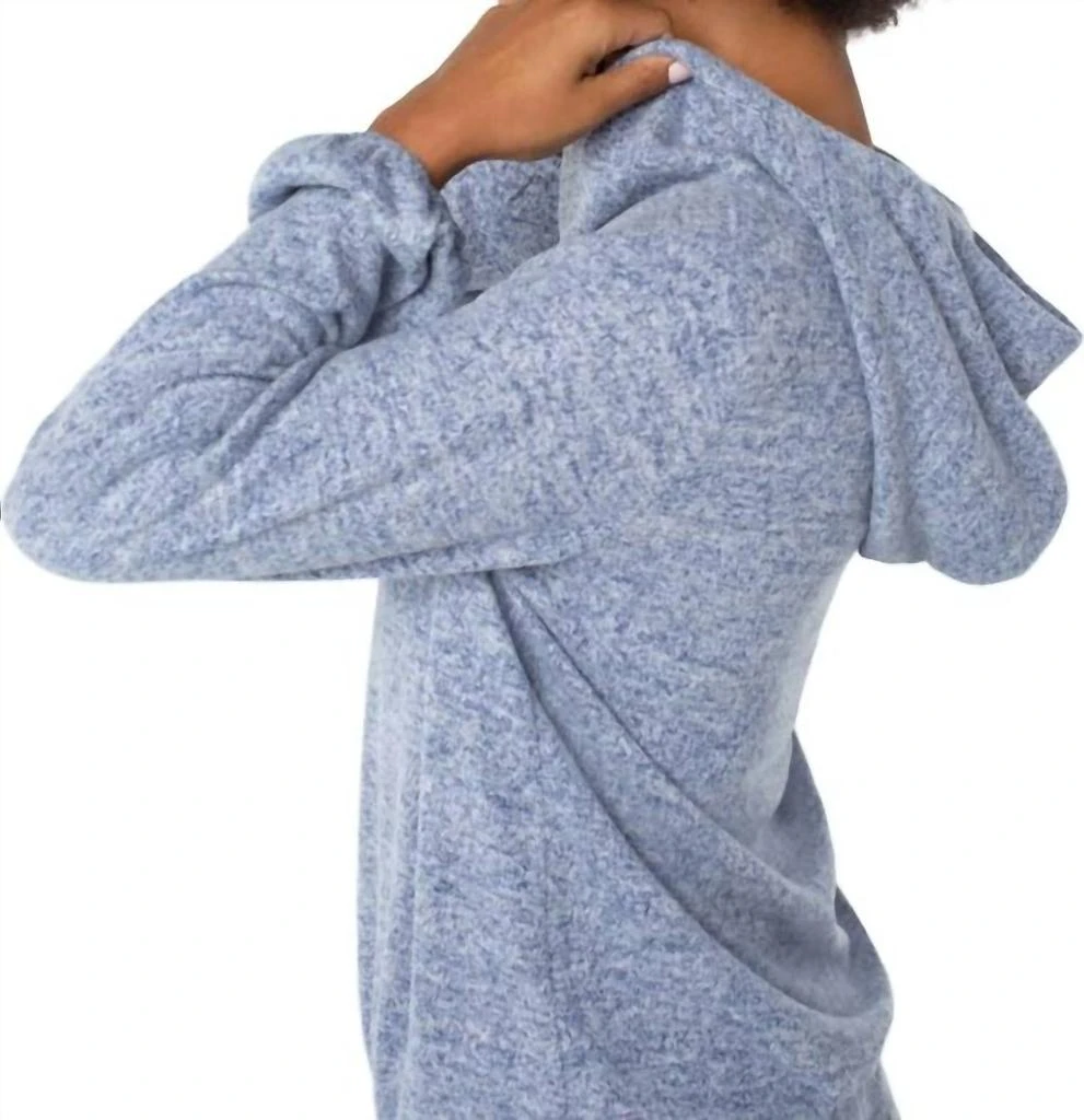 商品Liverpool|Crossover Neckline Hoodie in Blue Melange,价格¥487,第2张图片详细描述