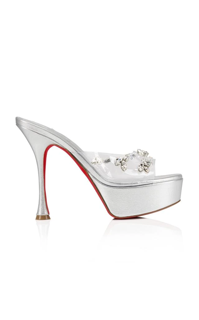 商品Christian Louboutin|Christian Louboutin - Degraqueen Alta 130mm Leather PVC Sandals - Silver - IT 37 - Moda Operandi,价格¥10456,第1张图片