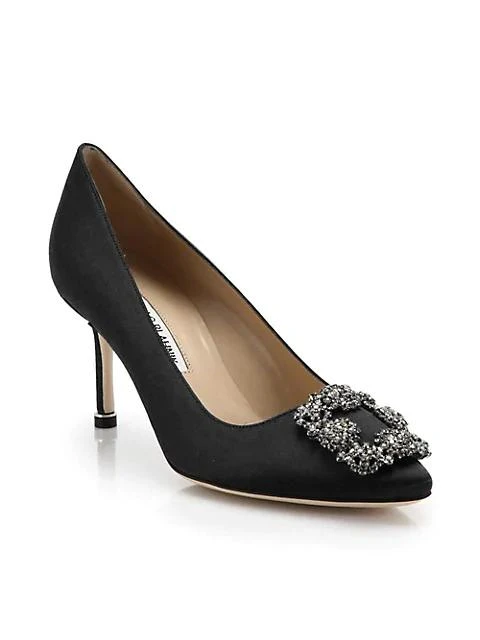 商品Manolo Blahnik|Hangisi 70 水钻扣绸缎高跟鞋,价格¥7490,第2张图片详细描述