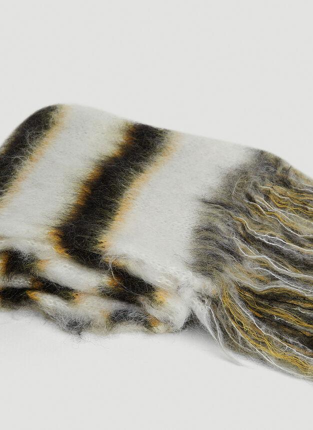 Fuzzy Stripe Scarf in White商品第3张图片规格展示