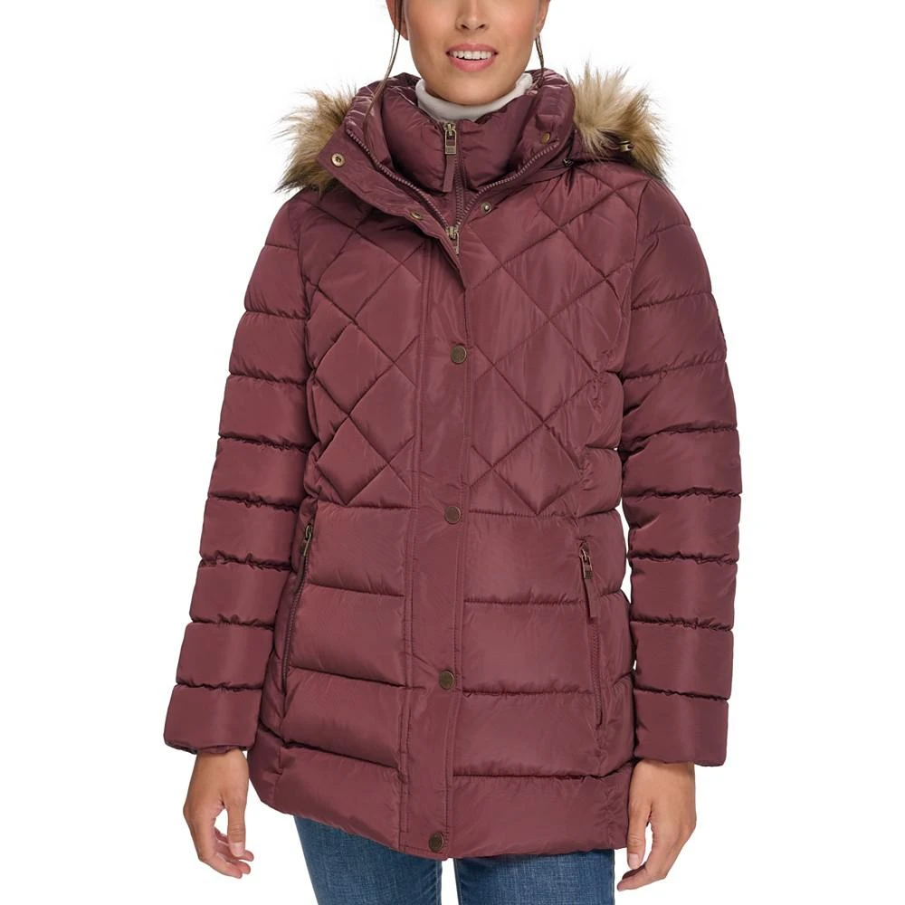 Tommy Hilfiger Women's Bibbed Faux-Fur-Trim Hooded Puffer Coat, Created for Macy's 1
