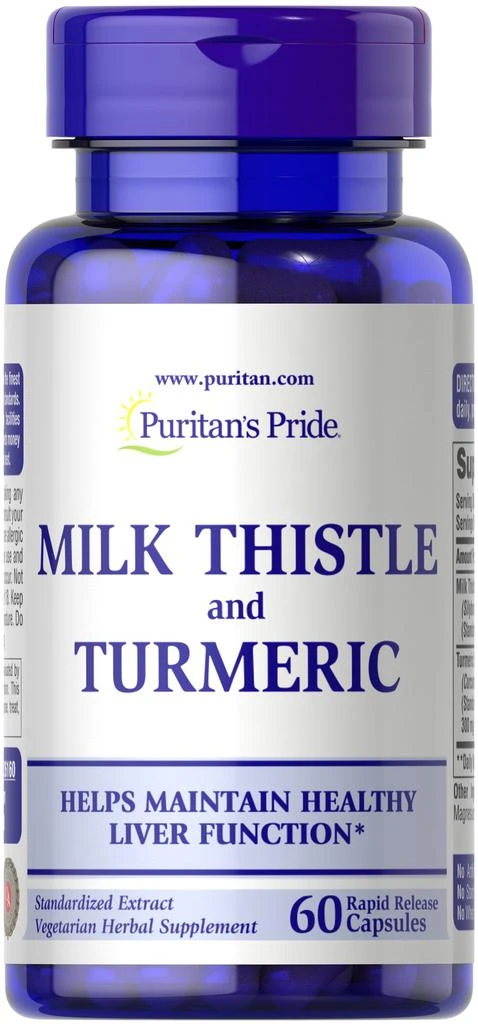 商品Puritan's Pride|Milk Thistle & Turmeric 60 capsules,价格¥225-¥449,第1张图片