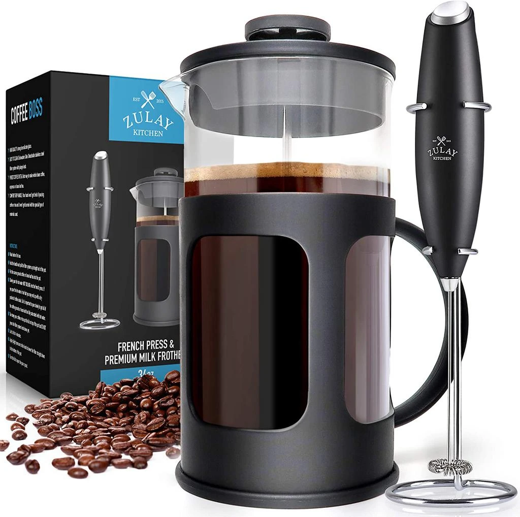 商品Zulay Kitchen|Premium French Press Coffee Pot and Milk Frother Set,价格¥361,第1张图片