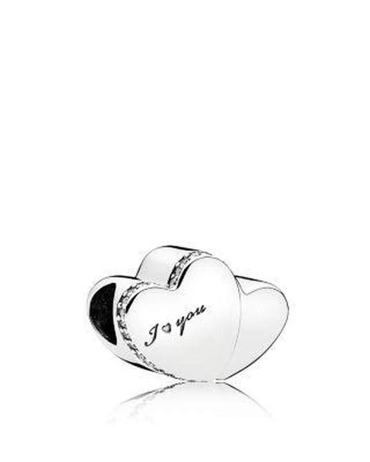 商品PANDORA|Sterling Silver & Cubic Zirconia Two Hearts Charm,价格¥286,第2张图片详细描述