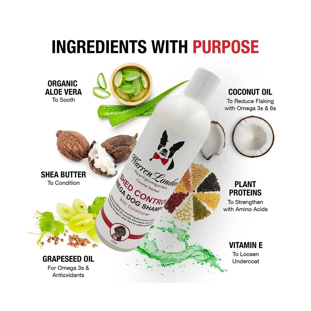 商品Warren London|Shed Control Dog Shampoo by | Strenghten Hair Follicles with Anti-Oxidant Rich Formula that Moisturizes and Nourishes | Made In USA,价格¥120,第3张图片详细描述
