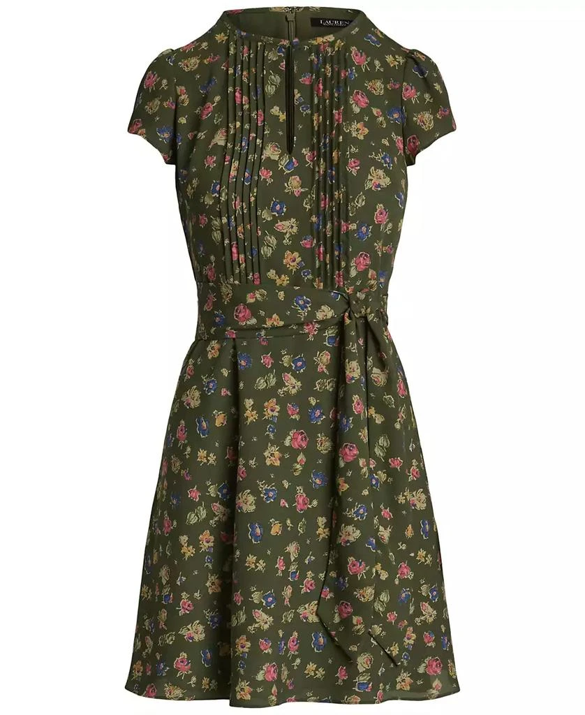 商品Ralph Lauren|Women's Floral Belted Georgette Pintucked Dress,价格¥757,第5张图片详细描述