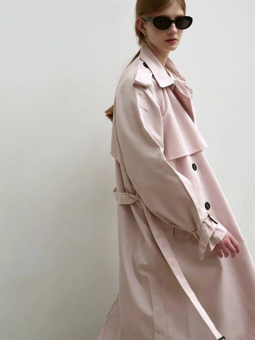 商品NICK&NICOLE|Oversized Double Trench Coat (Light Pink),价格¥778,第2张图片详细描述
