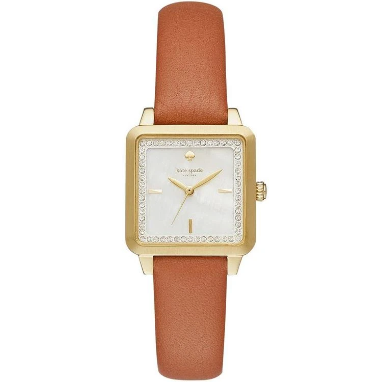 商品Kate Spade|Women's Washington Square Brown Leather Strap Watch 25x25mm,价格¥1459,第1张图片