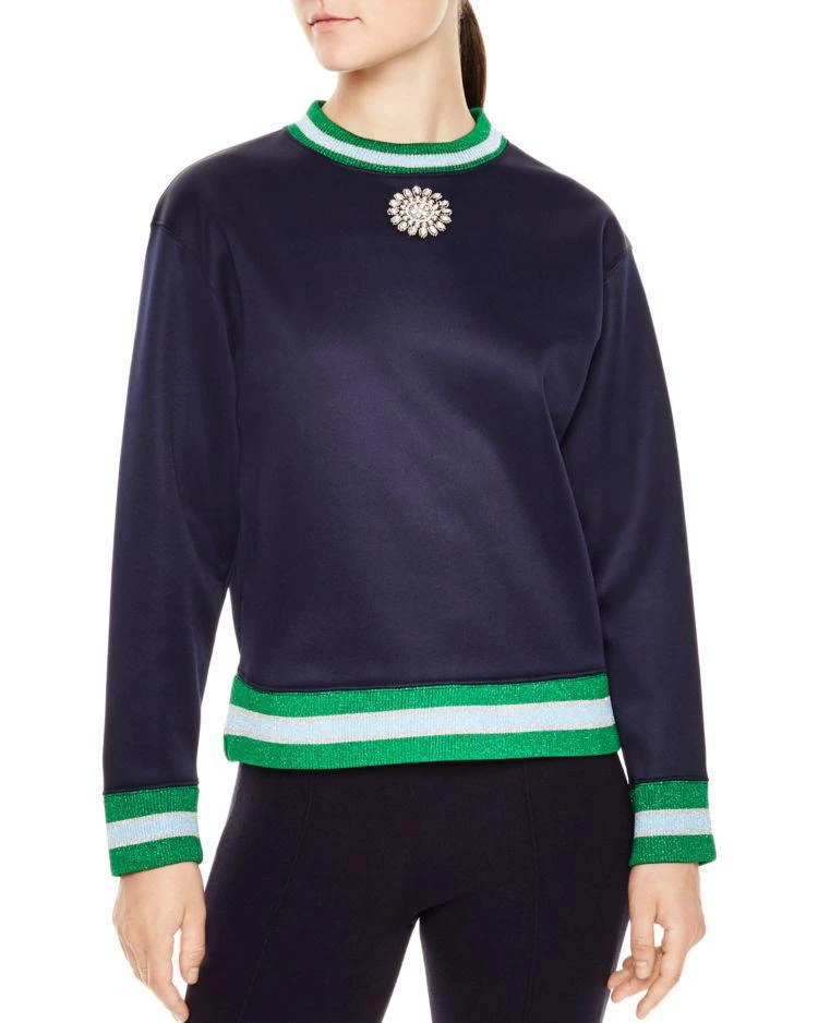 商品Sandro|Jimmy Metallic-Striped Trim Sweatshirt,价格¥1018,第1张图片