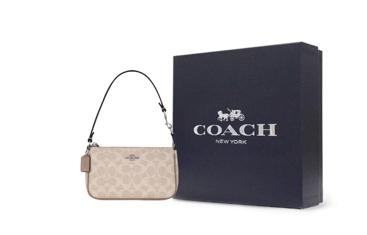 商品[国内直发] Coach|蔻驰 Nolita 19 微标Logo拉链开合 pvc 麻将包手提单肩包 小号 女款 杏色,价格¥1103,第9张图片详细描述