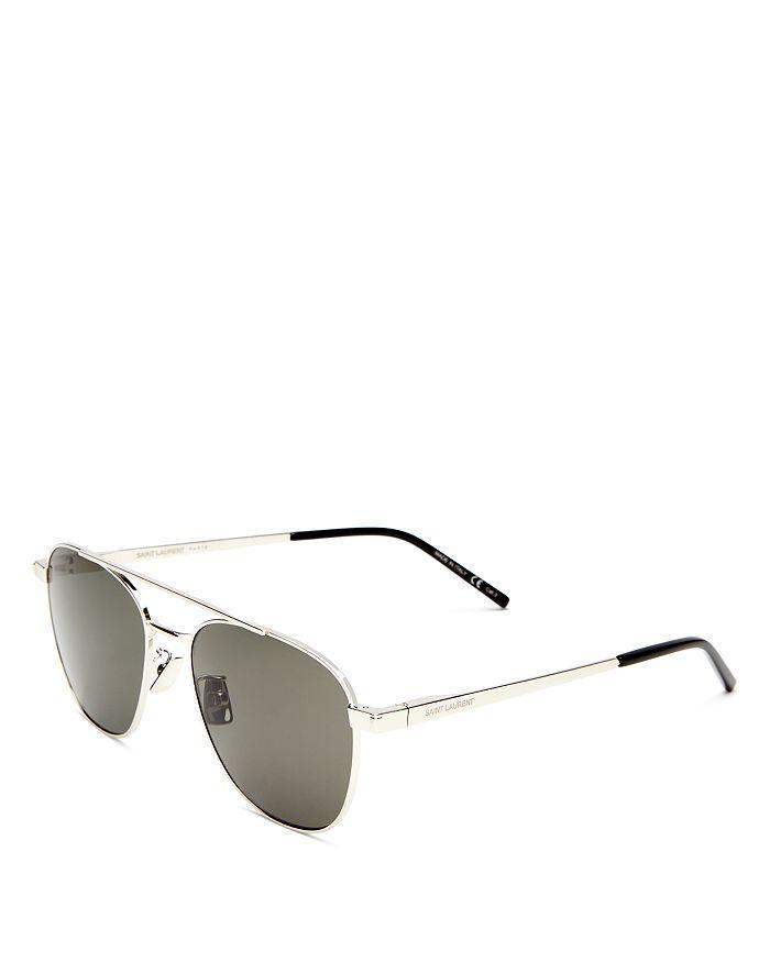 商品Yves Saint Laurent|Men's Brow Bar Aviator Sunglasses, 55mm,价格¥3073,第3张图片详细描述