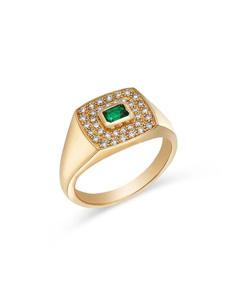 商品Bloomingdale's Fine Collection|Emerald & Diamond Signet Ring in 14K Yellow Gold,价格¥26470,第1张图片