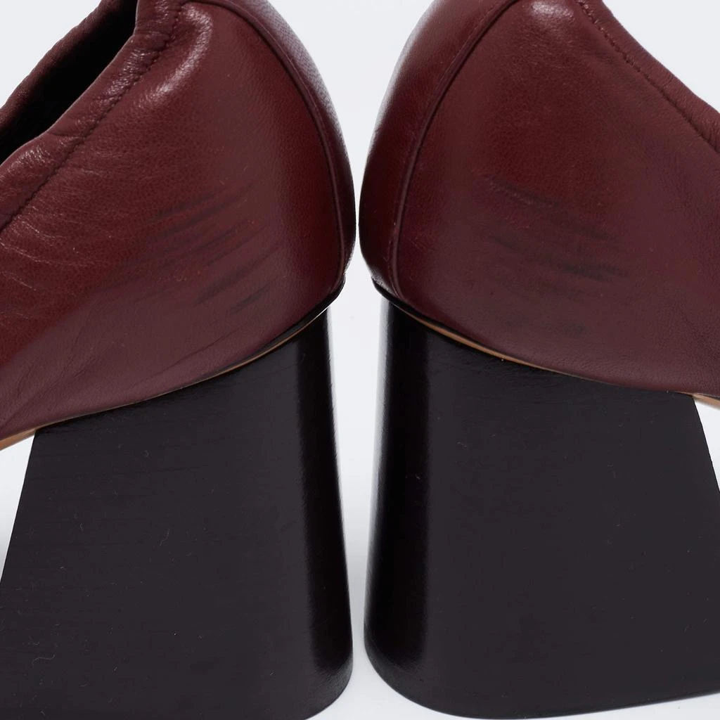 Celine Burgundy Leather Scrunch Block Heel Pumps Size 38 商品
