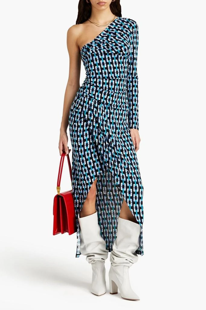 商品Diane von Furstenberg|Kitana one-sleeve ruched printed jersey maxi dress,价格¥991,第2张图片详细描述