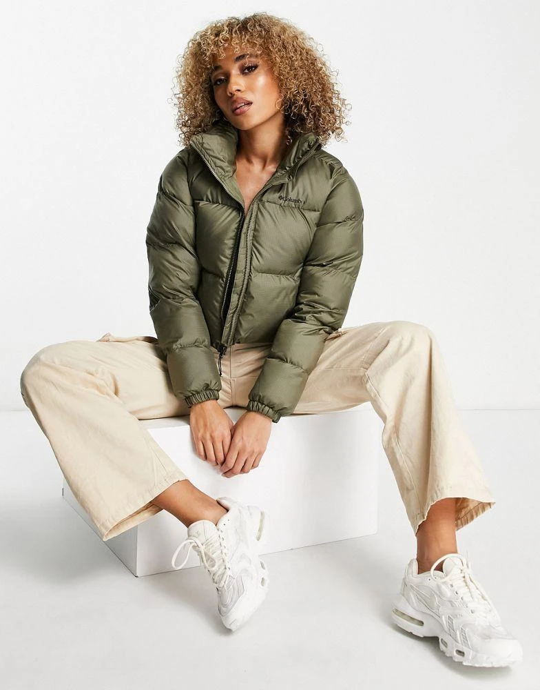 商品Columbia|Columbia Puffect cropped puffer jacket in khaki Exclusive at ASOS,价格¥646,第1张图片