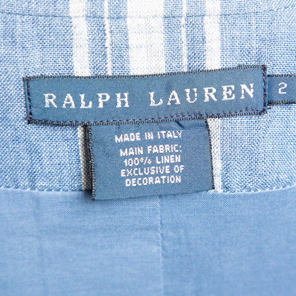 商品[二手商品] Ralph Lauren|Ralph Lauren Blue Checkered Line Patchwork Detail Blazer S,价格¥4152,第5张图片详细描述