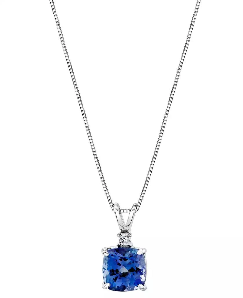 商品Macy's|14k White Necklace, Tanzanite (1-5/8 ct. t.w.) and Diamond Accent Cushion Pendant,价格¥8992,第3张图片详细描述