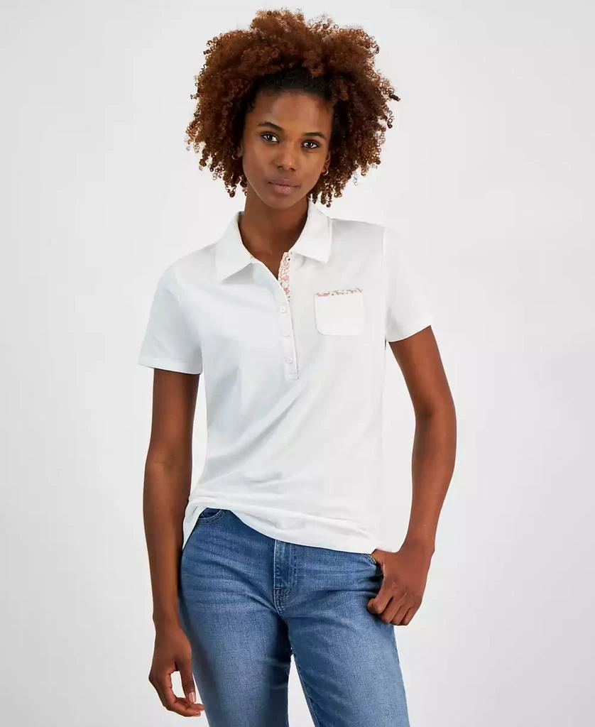 商品Nautica Jeans|Women's Printed-Trim Pocket Polo Shirt,价格¥137,第1张图片