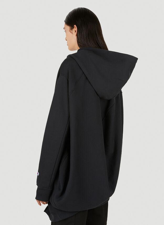Asymmetric Hooded Sweatshirt in Black商品第4张图片规格展示
