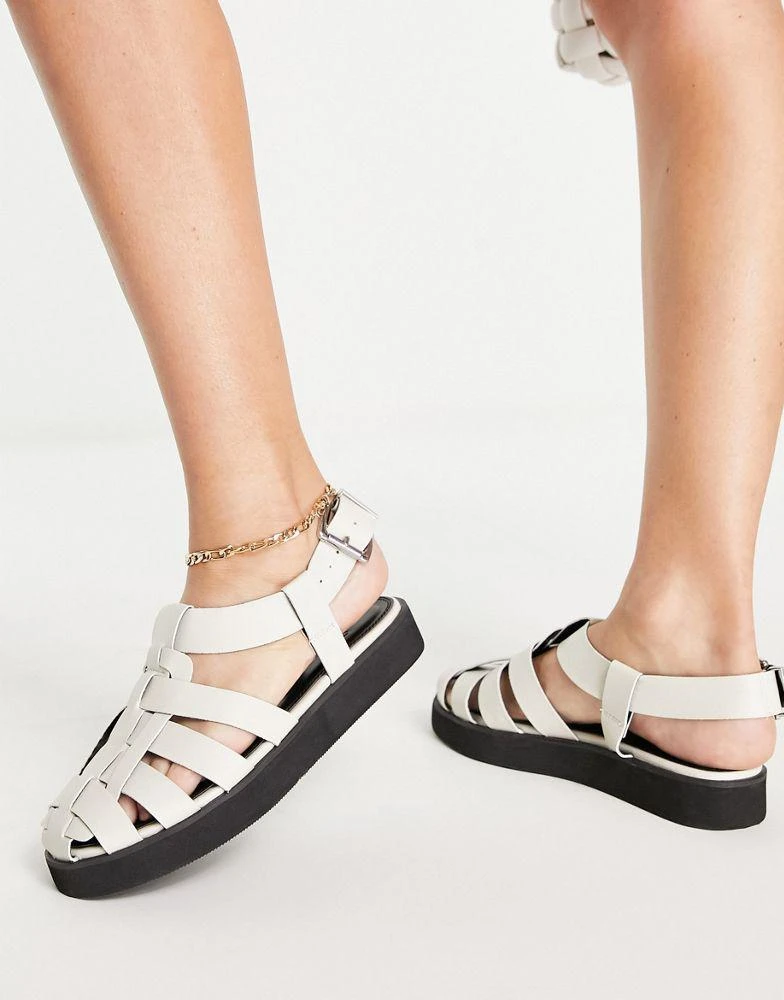 商品ASOS|ASOS DESIGN Matilda fisherman flat shoe in off white,价格¥102,第3张图片详细描述