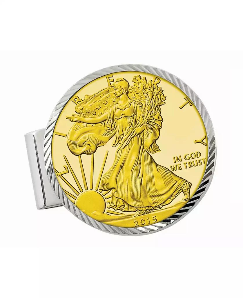 商品American Coin Treasures|Men's Sterling Silver Diamond Cut Coin Money Clip with Gold-Layered American Silver Eagle Dollar,价格¥2094,第1张图片