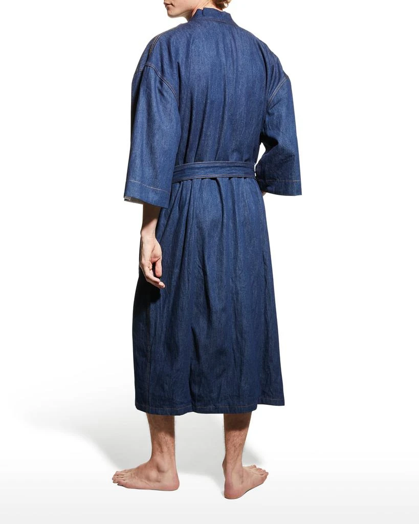 商品Majestic International|Men's Jasper Terry-Lined Denim Kimono Robe,价格¥781,第4张图片详细描述