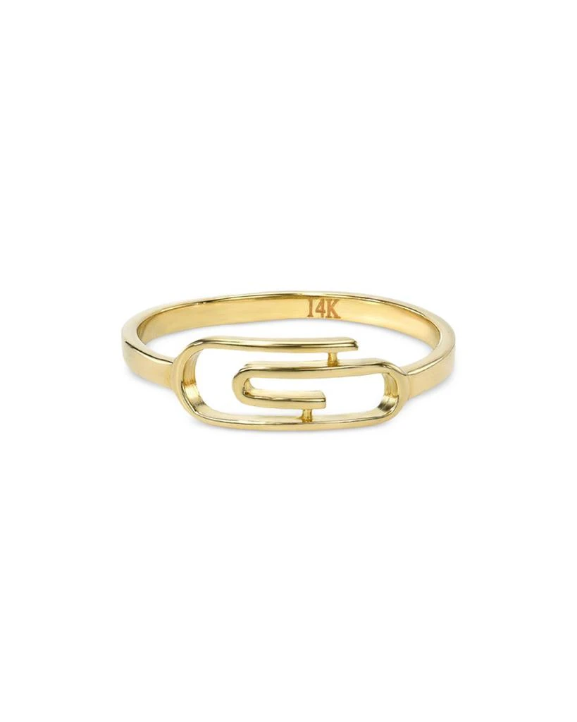 商品Zoe Lev|14K Yellow Gold Paperclip Ring,价格¥2158,第1张图片