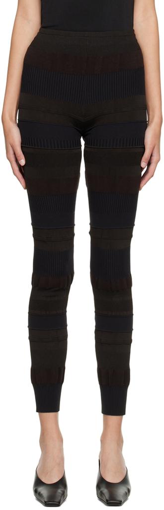 Black & Brown Textured Rib Leggings商品第1张图片规格展示