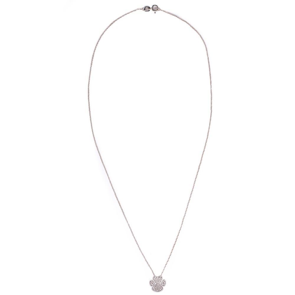 商品Macy's|Diamond 1/4 ct. t.w. Paw Print Pendant Necklace in Sterling Silver,价格¥4298,第4张图片详细描述