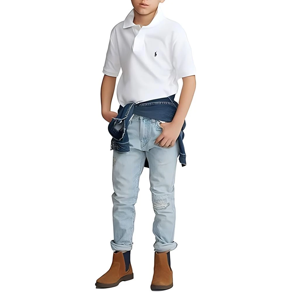 商品[国内直发] Ralph Lauren|Logo刺绣透气纯色短袖T恤 白色 儿童款,价格¥501,第6张图片详细描述
