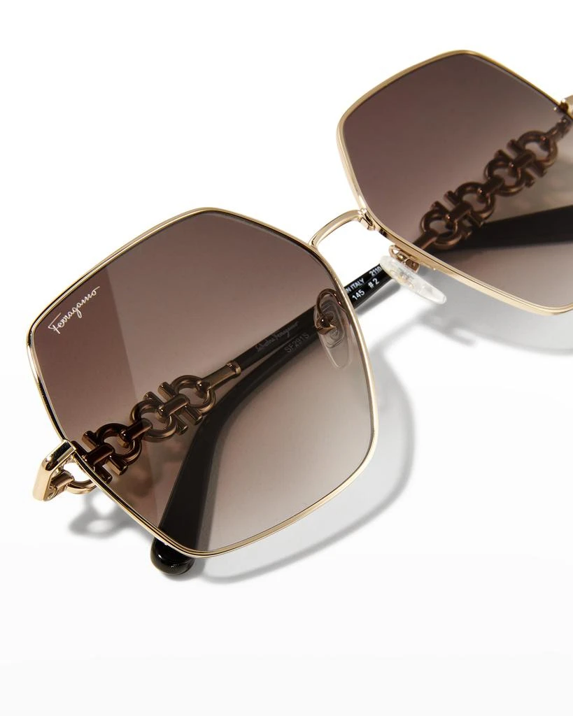 商品Salvatore Ferragamo|Gancini Chain Square Metal Sunglasses,价格¥1375,第5张图片详细描述