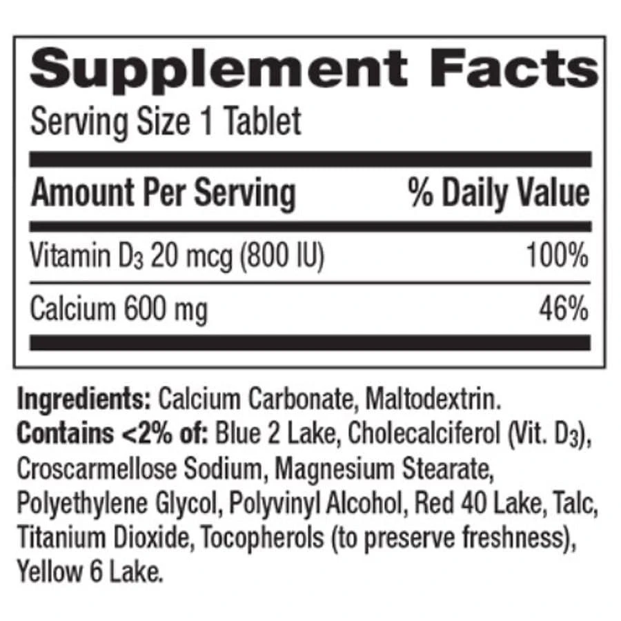 Calcium and Vitamin D Supplement Tablets 商品