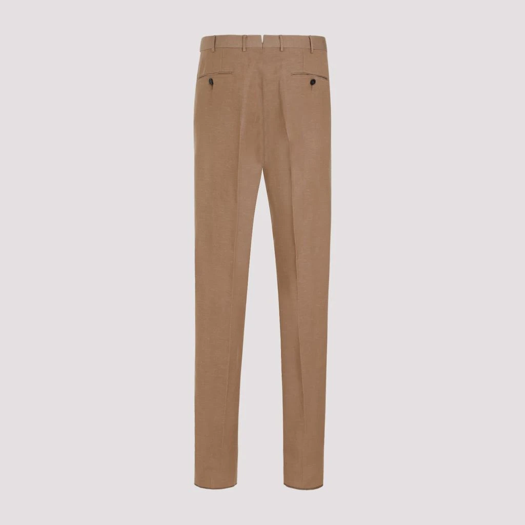 商品Zegna|Brown Trofeo Formal Summer Wool Pants,价格¥3355,第3张图片详细描述