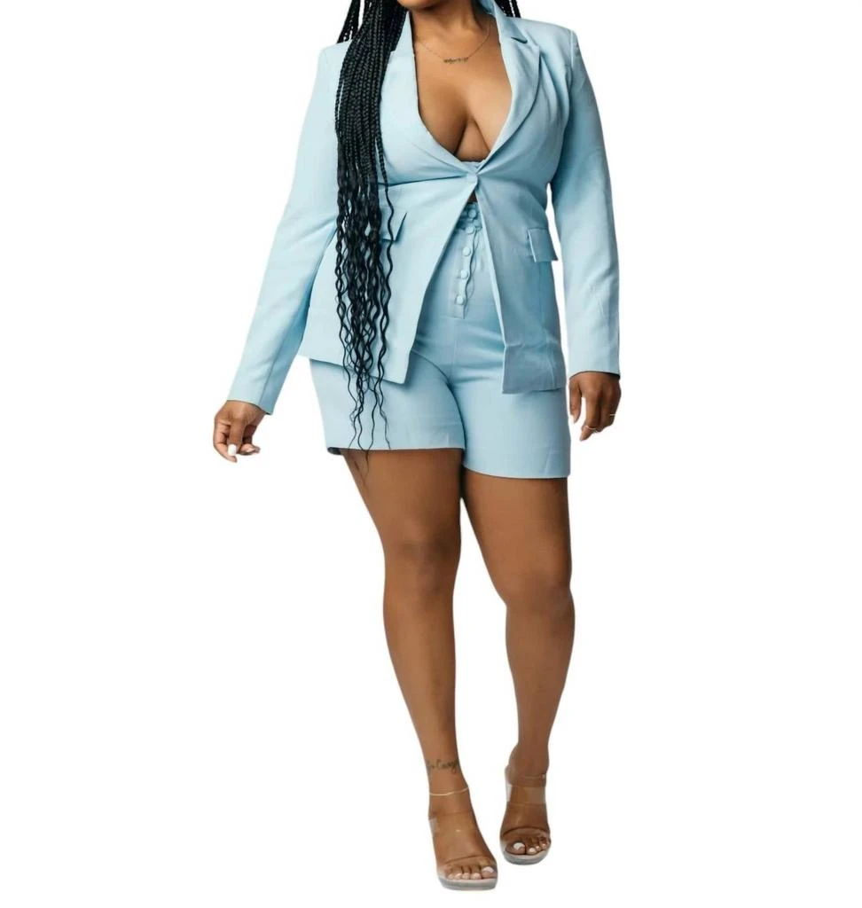 商品RIVIR|Three Piece Short Set In Powder Blue,价格¥804,第2张图片详细描述