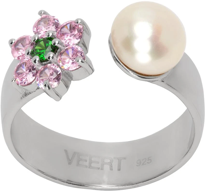 商品VEERT|White Gold Pearl Flower Ring,价格¥715,第1张图片