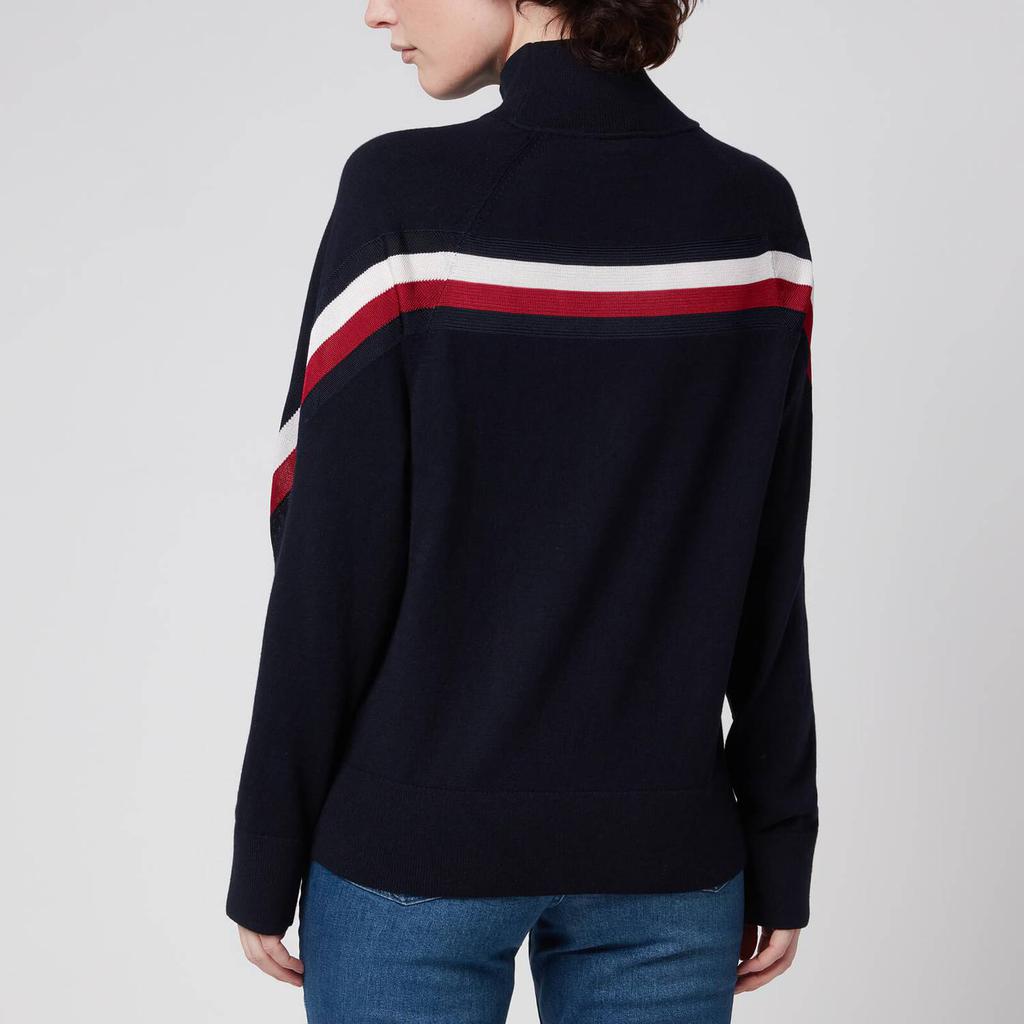 Tommy Hilfiger Women's Global Stripe Mock-Neck Sweatshirt - Desert Sky商品第2张图片规格展示