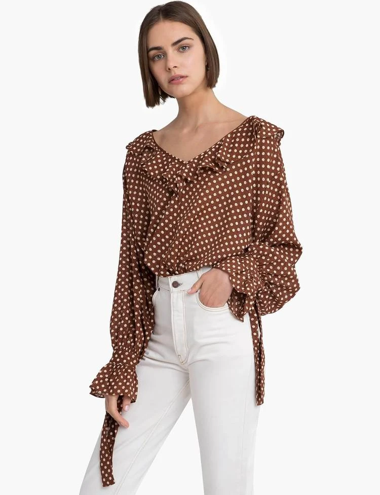 Ruffle Tie Polka Dot Blouse 商品