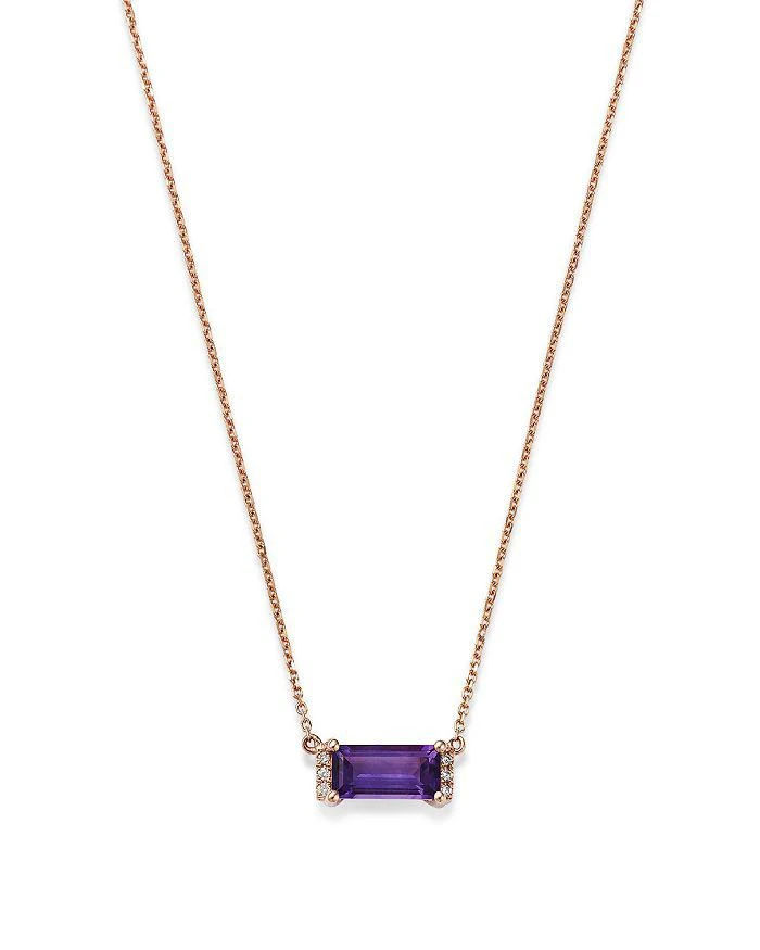 商品Bloomingdale's|Amethyst & Diamond Accent Bar Necklace in 14K Rose Gold, 16-18" - 100% Exclusive,价格¥2261,第1张图片