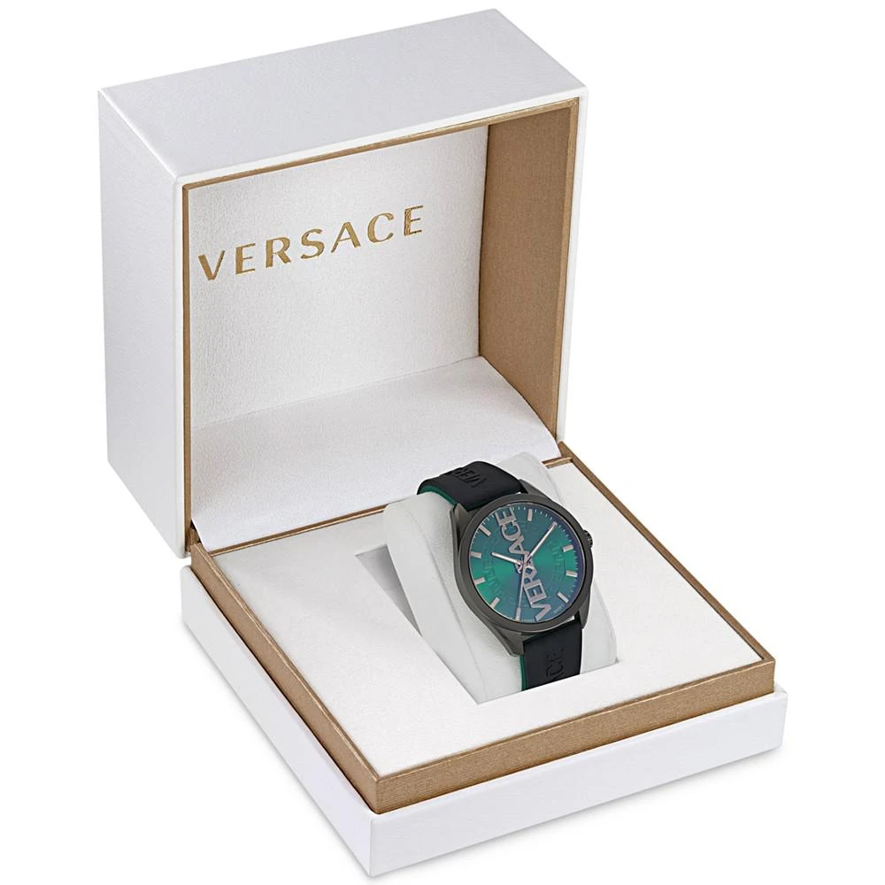 商品Versace|Men's Swiss V-Vertical Black Silicone Strap Watch 42mm,价格¥4742,第4张图片详细描述