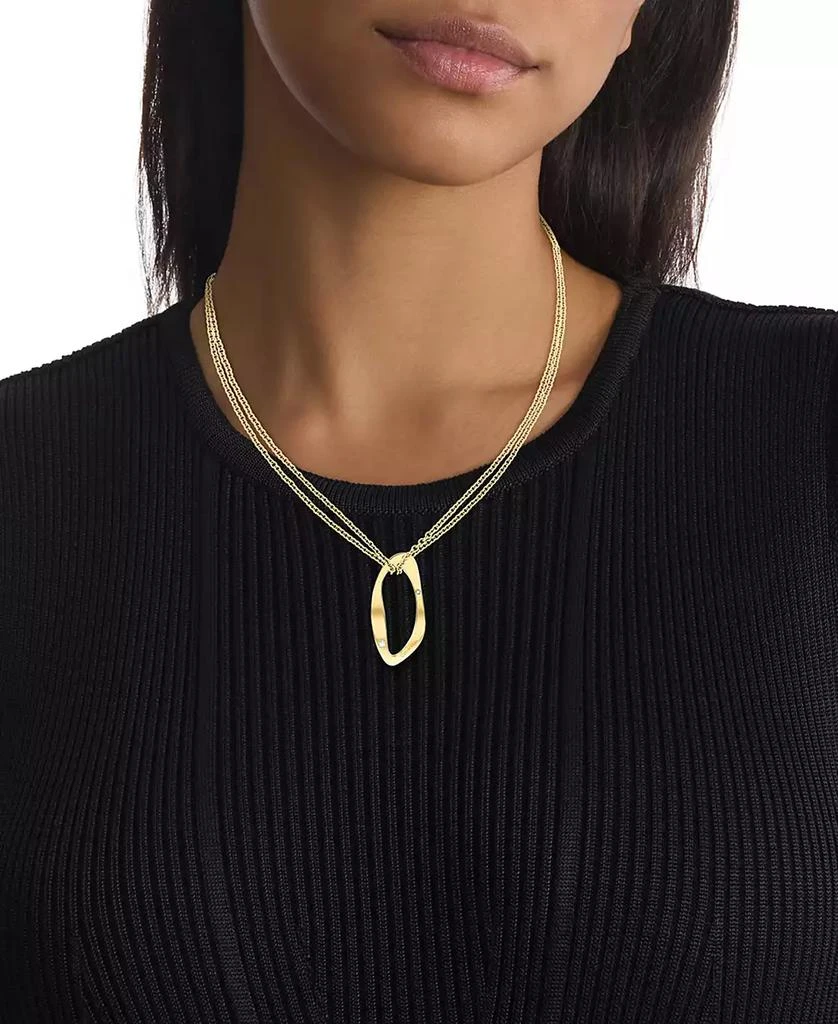 商品Calvin Klein|Gold-Plated Stainless Steel Pavé Sculptural Pendant Necklace, 18" + 2" extender,价格¥618,第3张图片详细描述