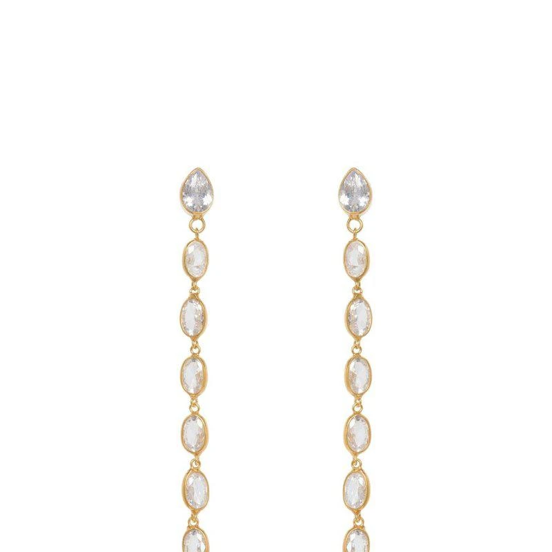 商品Freya Rose|Oval Crystal Framed Long Drops,价格¥1208,第1张图片