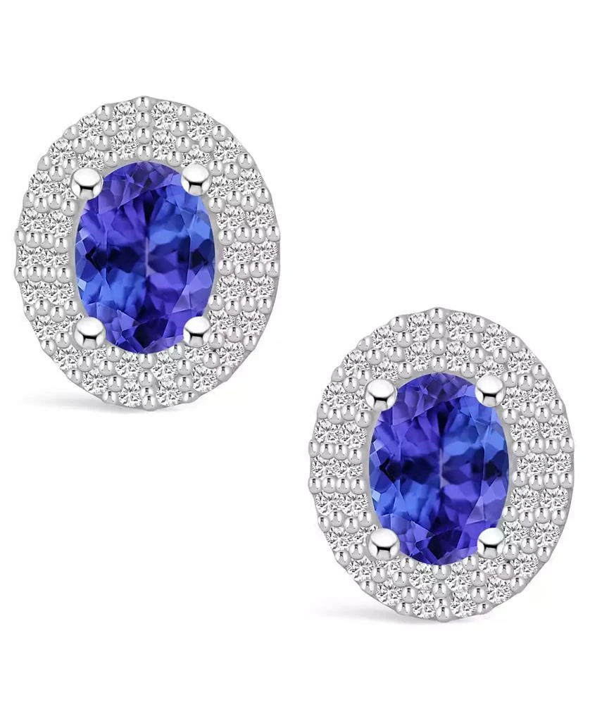 商品Macy's|Tanzanite (1-1/2 Ct. t.w.) and Diamond (1/2 Ct. t.w.) Halo Stud Earrings,价格¥36490,第3张图片详细描述