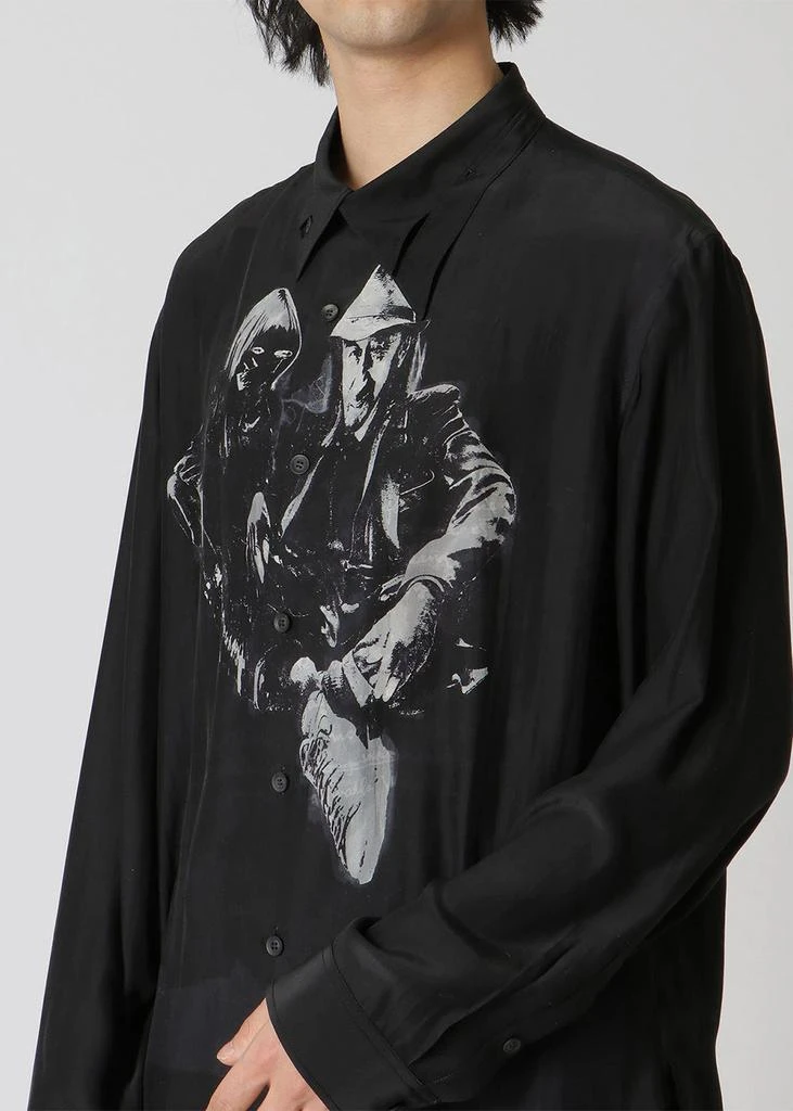 商品YOHJI YAMAMOTO|YOHJI YAMAMOTO Black Silk Print Shirt,价格¥7376,第5张图片详细描述