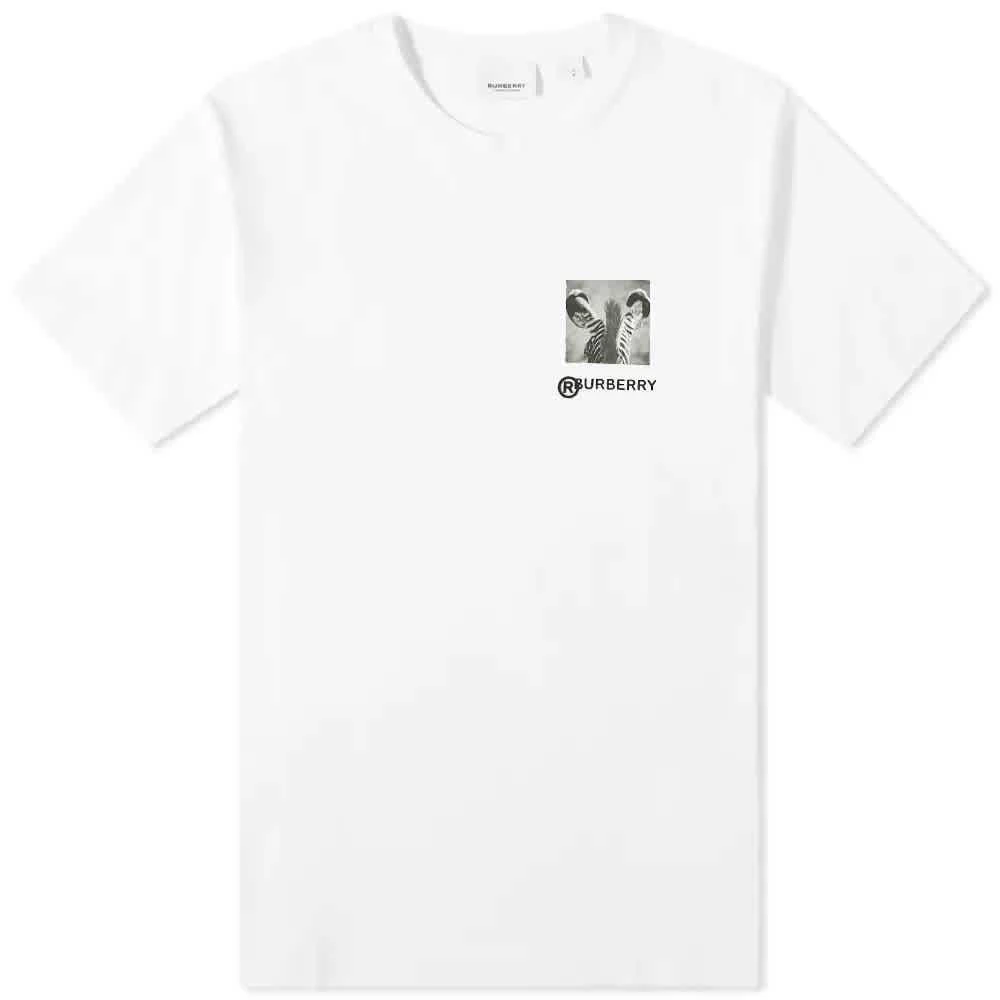 Burberry Mens White Montage Print Cotton Oversized T-shirt 1