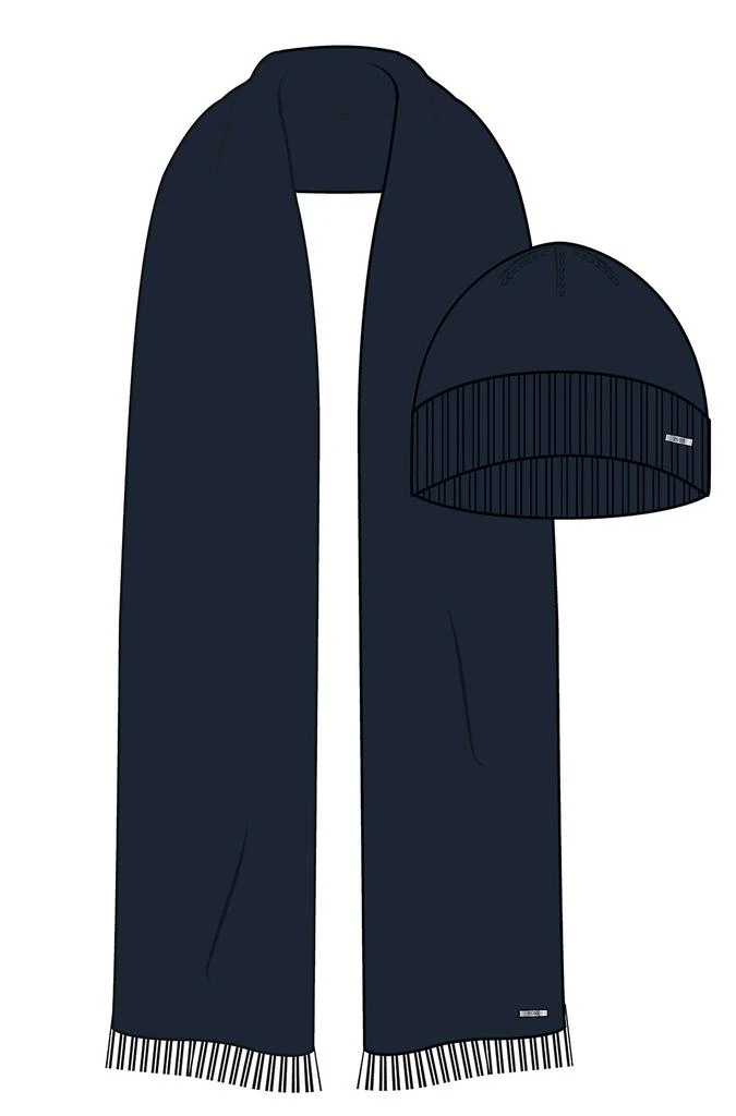 商品Hugo Boss|BOSS - FRIZZANTE SET Dark Blue Hat and Scarf Boxed Set in Wool, Cashmere Blend 50482652 404,价格¥1287,第1张图片