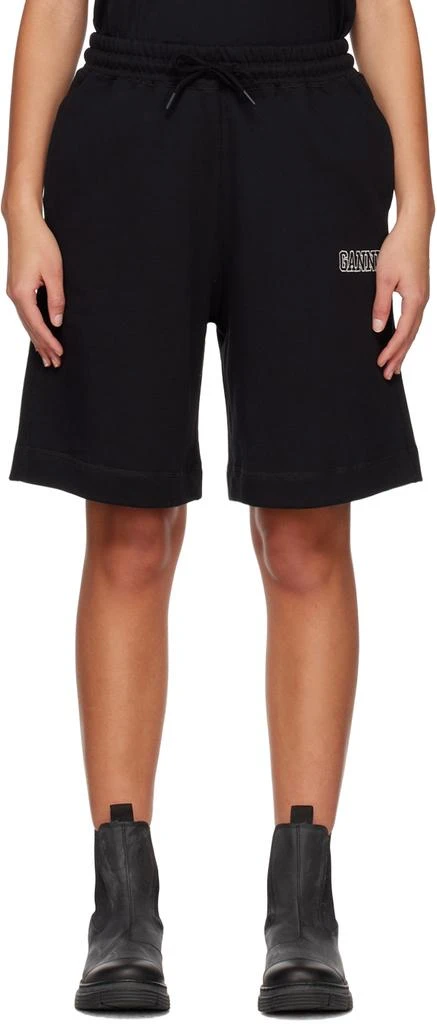 商品Ganni|Black Software Drawstring Shorts,价格¥578,第1张图片