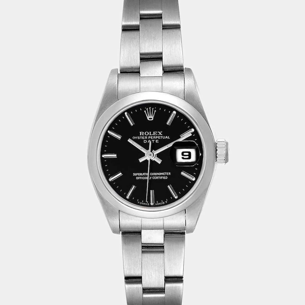 商品[二手商品] Rolex|Rolex Black Stainless Steel Oyster Perpetual Date 69160 Women's Wristwatch 26 mm,价格¥32330,第3张图片详细描述