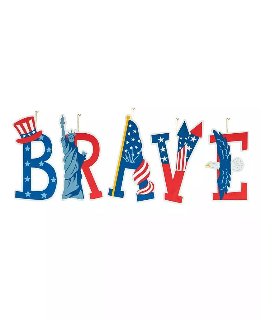 商品Glitzhome|43.25" L Patriotic, Americana Brave Yard Stake or Wall Decor, Set of 5,价格¥491,第2张图片详细描述