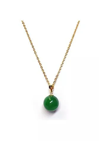 商品JayGem|Natural Jade Pendant With 18K Gold Plated Sterling Silver 925 Necklace,价格¥840,第1张图片