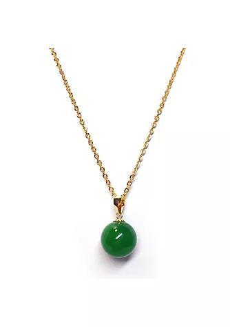 商品JayGem|Natural Jade Pendant with 18K Gold Plated Sterling Silver 925 Necklace,价格¥826,第1张图片